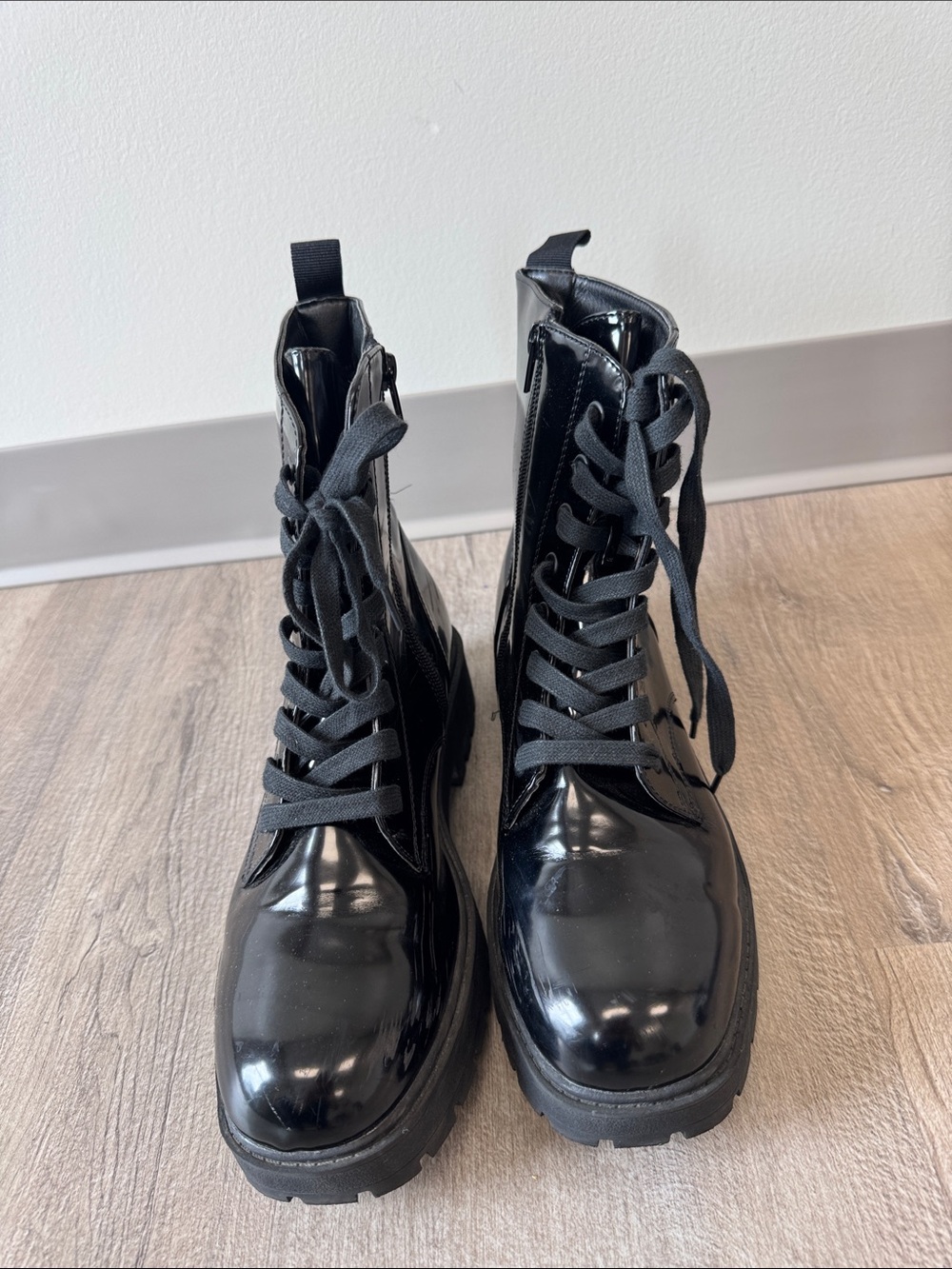Black Lace-Up Combat Boots - Women